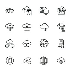 Poster - Cloud computing line icon set. Set of line icons on white background. Programming concept. System, service, device. Vector illustration can be used for topics like technology, internet, computer