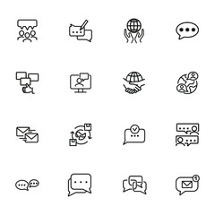 Poster - Connection line icon set. Set of line icons on white background. Communication concept. Chat, dialogue, message. Vector illustration can be used for topics like internet, globalization, communication