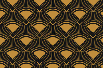 Modern Art Deco Abstract Geometric Seamless Pattern Luxury Line Art Beautiful Backdrop Design