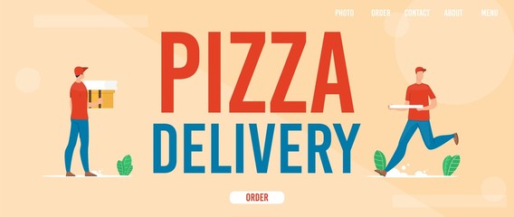 Wall Mural - Pizza Delivery Service Flat Vector Web Banner