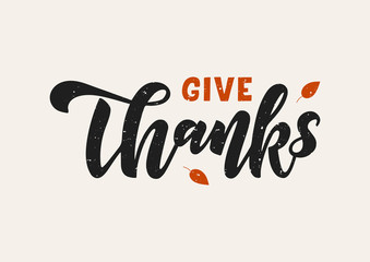 Give thanks hand drawn lettering