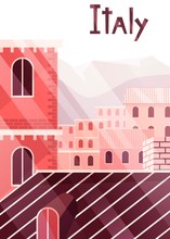 Italy Travelling Poster In Flat Design