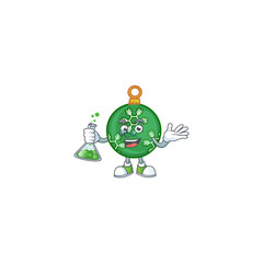 Sticker - Mascot professor in the green christmas ball cartoon