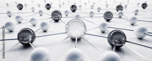 Cuadros en Lienzo Sphere network structure - abstract design connection design - 3D illustration
