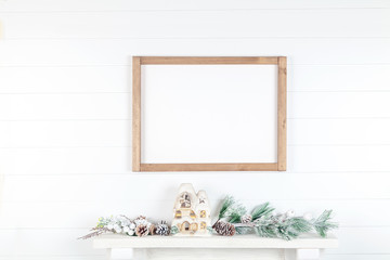 Wall Mural - Wood Frame Mockup on a Light Background