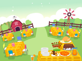 Sticker - Farm Birthday Party Settings Illustration