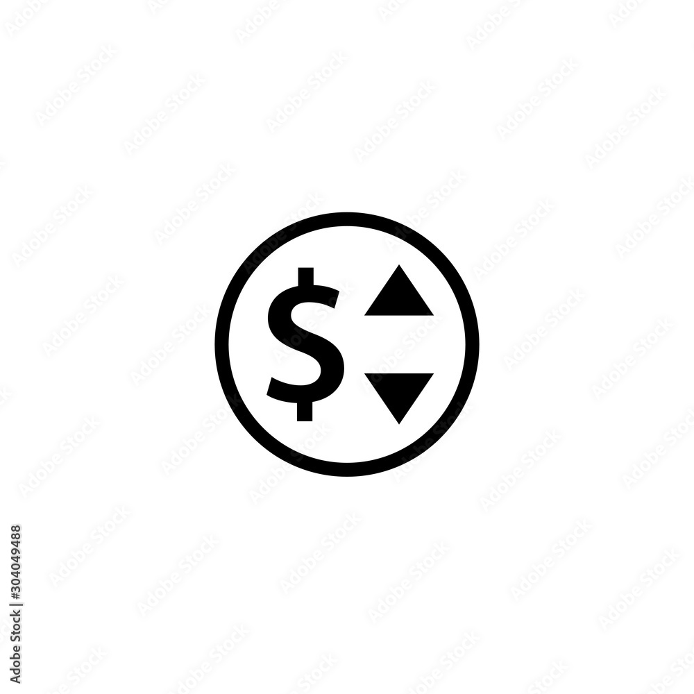 Change price black outline icon. Clipart image isolated on white ...