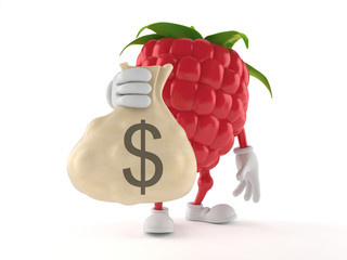 Wall Mural - Raspberry character holding money bag