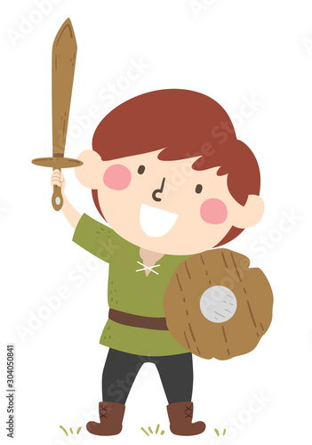 Kid Boy Page Apprentice Wooden Sword Shield