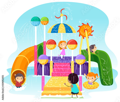 Stickman Kids Aquatic Play Area Illustration