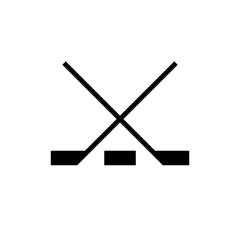 Wall Mural - Crossed hockey sticks and puck. Clipart image isolated on white background
