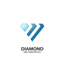 Diamond Logo Design, Blue Diamond Graphic Vector Icon.