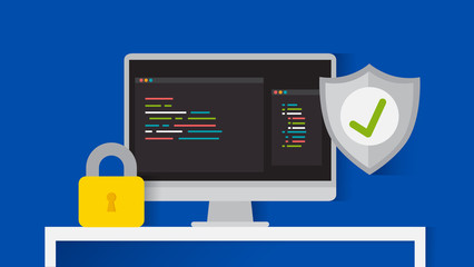 Wall Mural - cyber security software,information security program and antivirus concept, vector illustration