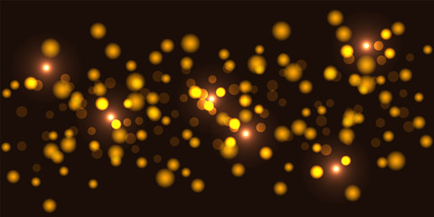 luxury gold glitter bokeh lights background. abstract defocused circular. holiday background. magic 