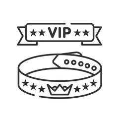 Wall Mural - Vip wristband line black icon. Bracelet for entering various events. All inclusive. Red ribbon with five stars. Sign for web page, mobile app, button, logo. Vector isolated button. Editable stroke.