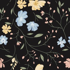 Beautiful seamless floral pattern . Field of flowers