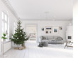 © 2mmedia - 3D-Illustration. new nordic living room with a christmas tree.