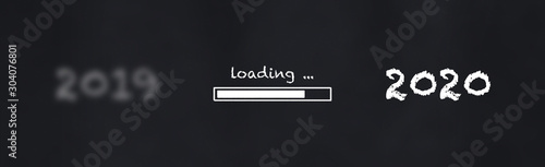 2020 loading illustration at chalkboard Poster Mural XXL