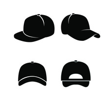 Set Of Baseball Hat Black Logo Icon Design Vector Illustration