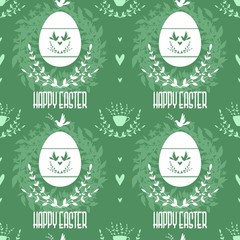 Wall Mural - Easter green seamless pattern in vintage style.