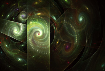 Wall Mural - Abstract color dynamic background with lighting effect. Fractal spiral. Fractal art
