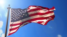 United States Animated Flag In The Wind With Blue Sky In The Background, Green Screen Background And The Flag On The Full Background, All In One Animated Flag Pack.