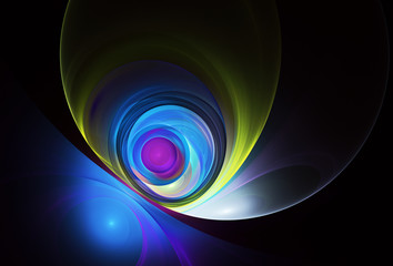 Wall Mural - Abstract color dynamic background with lighting effect. Fractal spiral. Fractal art