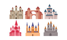 Castles And Fortresses Vector Set. Medieval Buildings Collection