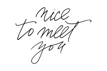 Wall Mural - Greeting phrase nice to meet you handwritten text vector