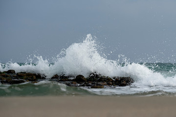 Big waves on the beach at December