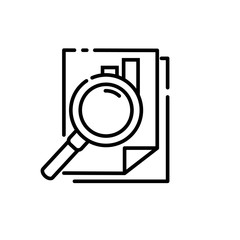 Wall Mural - data analysis icon with simple line design. paper and magnifying glass vector illustration with simp