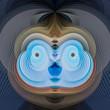 Phantasievolle blaue abstrakte Gesichter, Augen als Twirl Illustration