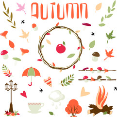 Wall Mural - Collection of vector autumn elements for design.