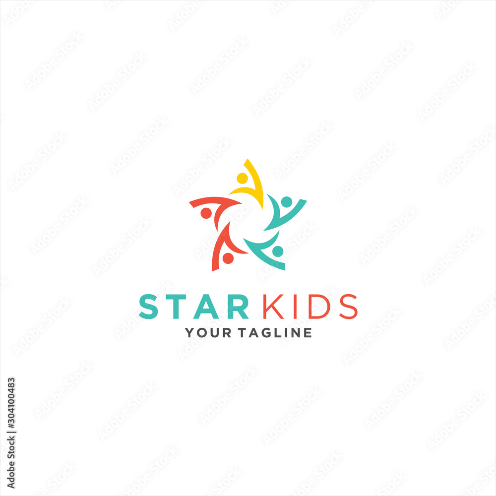 Star Kids logo design template Stock Vector | Adobe Stock