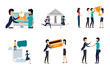 © Gstudio - bundle of business people with set icons vector illustration design