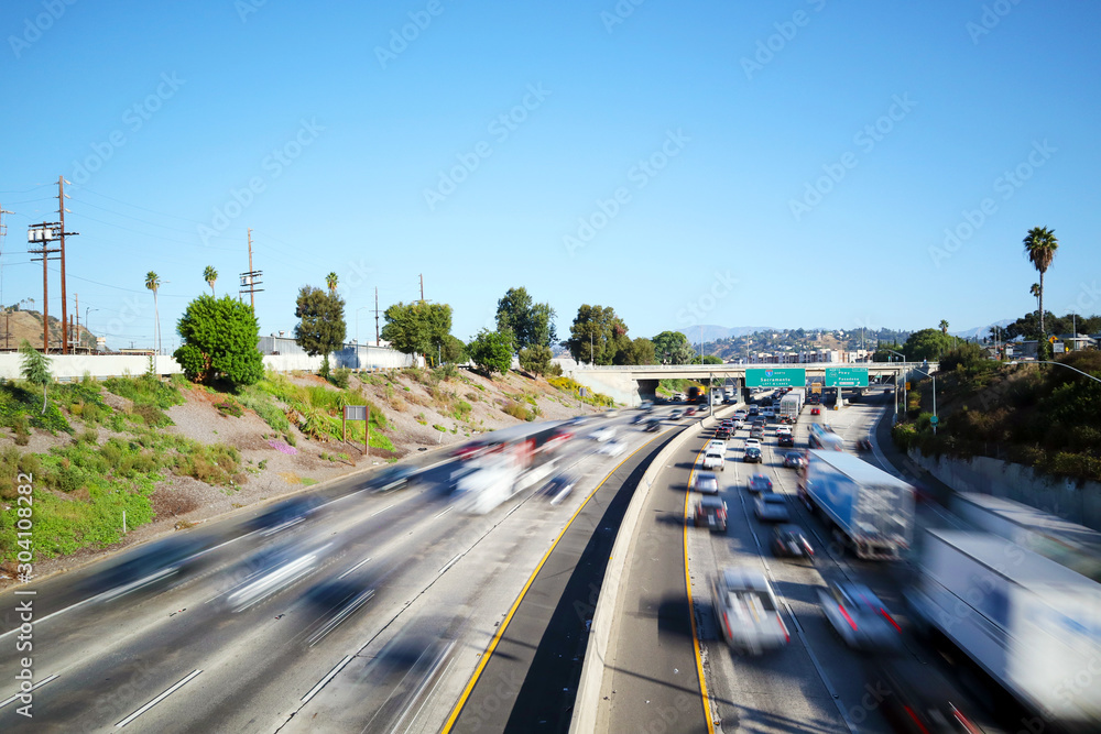 Los Angeles, California - Traffic on Interstate 5, I-5 Highway view ...