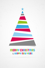 Wall Mural - Merry Christmas and Happy New Year card with abstract tree