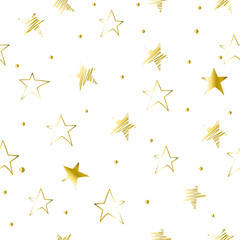 Wall Mural - Seamless pattern with golden stars