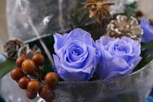 Bouquet Of Dried Blue Rose Flowers