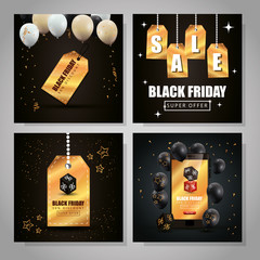 Canvas Print - set poster of black friday and decoration vector illustration design