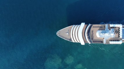 Wall Mural - aerial view of beautiful white cruise ship above luxury cruise in the ocean sea concept tourism trav