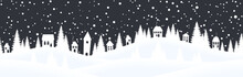 Christmas Landscape Background With Village And Snow