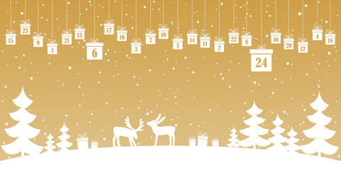 Wall Mural - advent calendar 1 to 24 on christmas presents