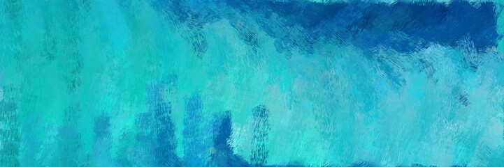 Poster - abstract seamless pattern brush painted design with light sea green, strong blue and dark cyan color. can be used as wallpaper, texture or fabric fashion printing