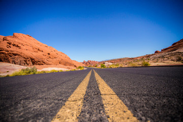 Wall Mural - Beautiful desert road through Valley of Fire State Park in Nevada