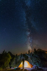 Wall Mural - starry night with the milky way on the turkish mediterranean coast amidst the rocky mountains with t