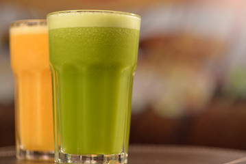 green juice and orange juice