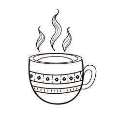 Tea cup vector icon.Isolated drawing on a white background.Can be used in textiles,prints,gift cards, wallpapers, icons, websites, web design.