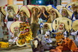 Puebla, Mexico - November 1st, 2019:group of dancers of tecuanes gathered at the entrance of the pantheon of acatlan after the representation of the death of the tiger
