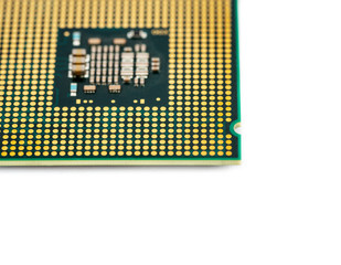 Computer processor close-up. Modern cpu chip background